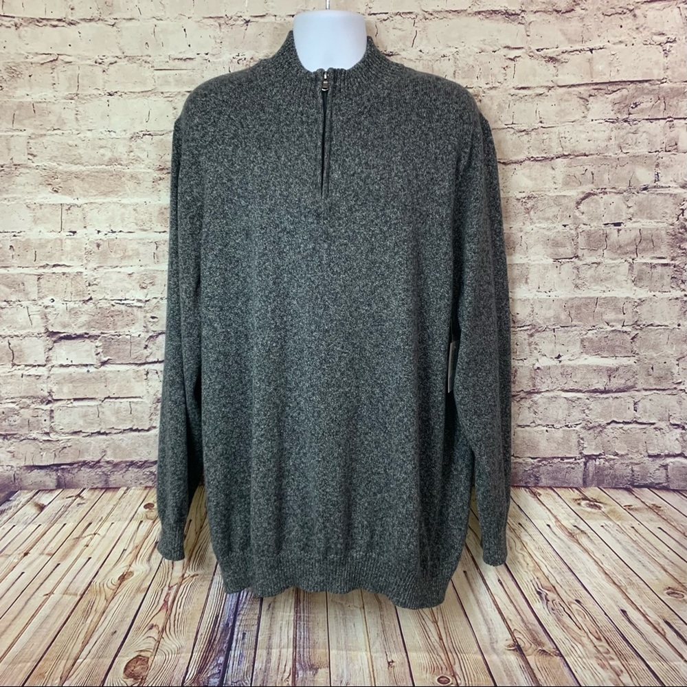 Croft & Barrow Gray Pullover 1/4 Zip Knit Long Sleeve Sweater